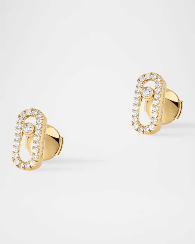 MOVE UNO 18K YELLOW GOLD GOLD PAVÉ STUD EARRINGS